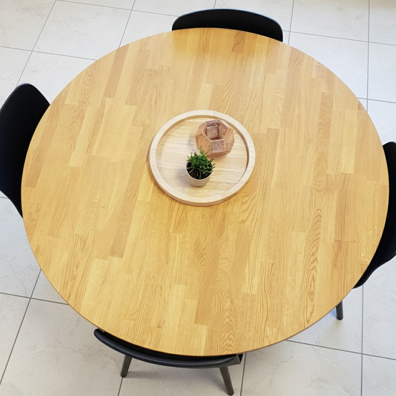 Rund bordplade i eg 