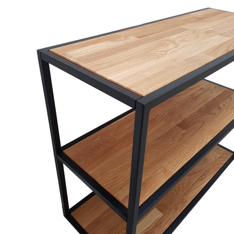 Sort reol med 3 hylder i eg, 600mm lang - Væghylder i træ - mifapladen