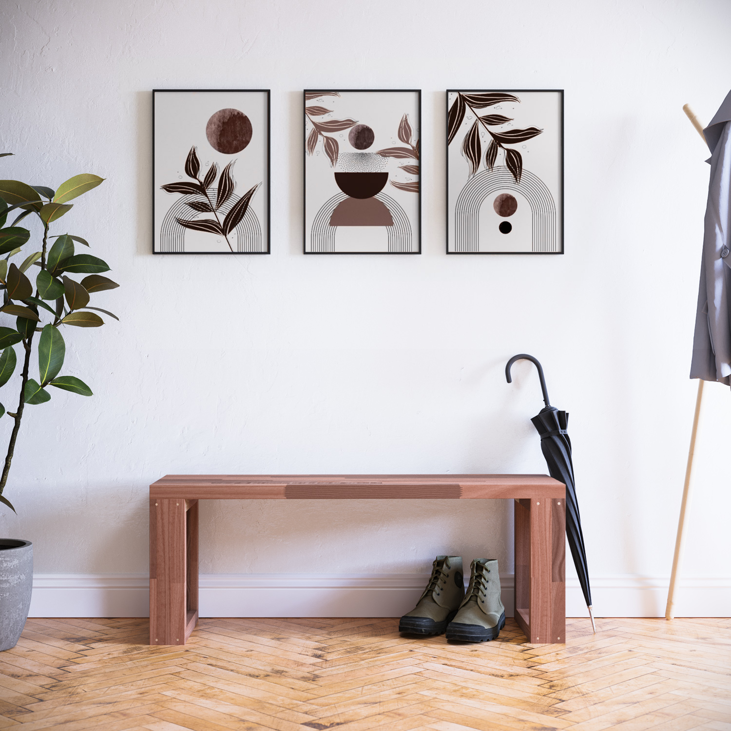 FRAMES-bænk i mahogni 100 cm