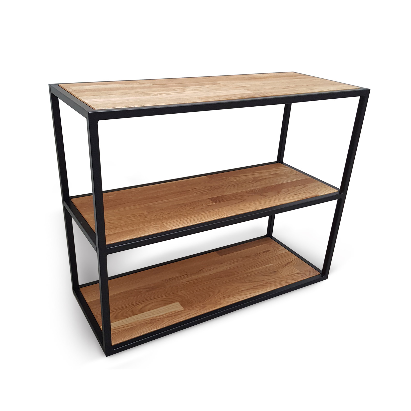 Sort reol med 3 hylder i eg, 600mm lang - Væghylder i træ - mifapladen