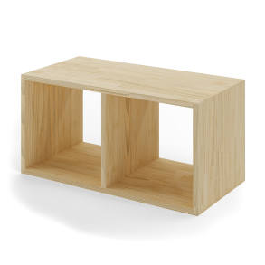 Reol i ask lys, 2 rum, 355x710x355mm