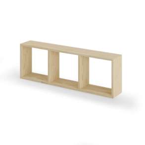 Reol i ask lys, 3 rum, 355x1065x177,5mm