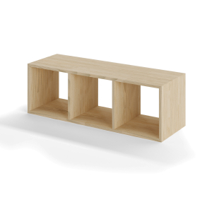 Reol i ask lys, 3 rum, 355x1065x355mm