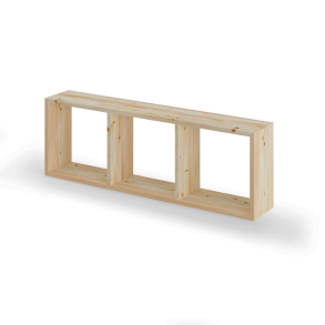 Reol i fyr, 3 rum, 355x1065x177,5mm