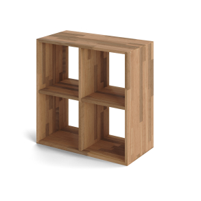 Reol i mahogni, 4 rum, 710x710x355mm